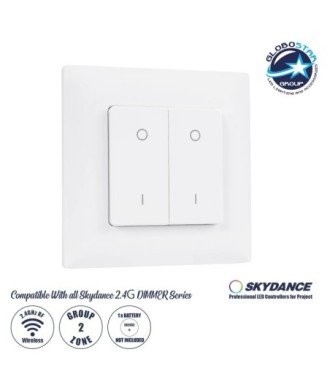 GloboStar® 73122 PF1-2 SKYDANCE Ασύρματο Επιτοίχιο Χειριστήριο 2 Group  RF 2.4Ghz DC3V IP20 - Μ8.5 x Π8.5 x Υ1.7cm - 5 Χρόνια Εγγύηση